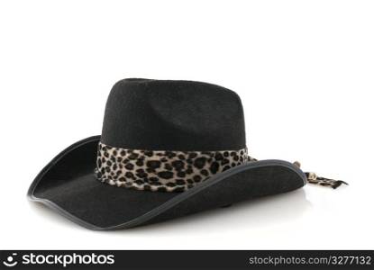A Black cowboy hat on a white background