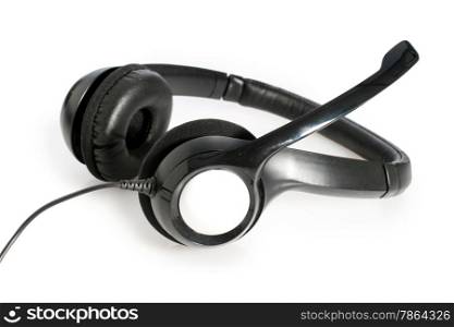 A black headset isolated on white.