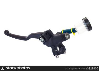 A black motorcycle lever isolated on white with clipping path