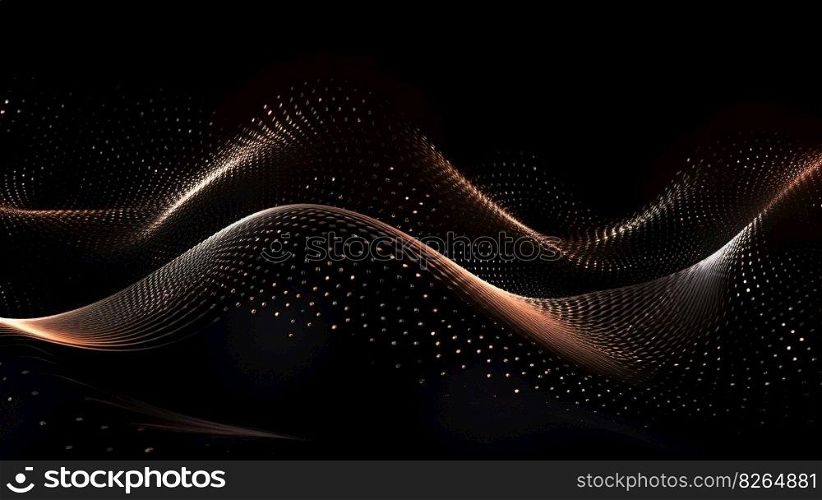 A Black Wavy Bokeh Shiny Abstract Background. Generative AI