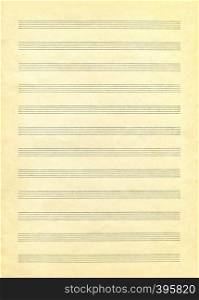 A blank music sheet on vintage color paper ready for composition