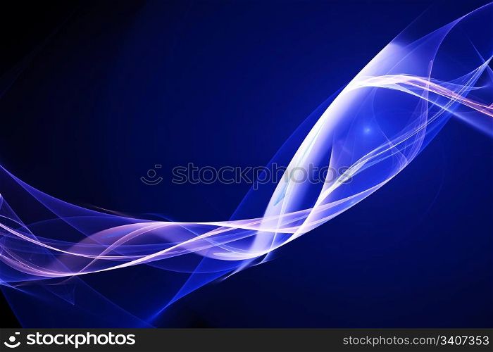 A blue background with wavy white and blue lines.
