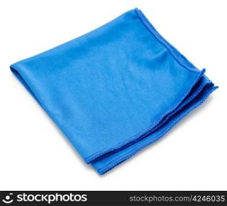 a blue microfiber cleaning towel, over white background