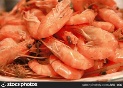 A Boiled Shrimps Background ready for eating