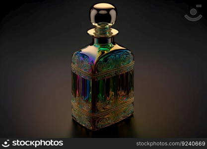 A Bottle of Perfume Women Eau De Parfum in Bottle Isolated on Black. Fragrance for Women Perfume Spray. Neural network AI generated art. A Bottle of Perfume Women Eau De Parfum in Bottle Isolated on Black. Fragrance for Women Perfume Spray. Neural network generated art