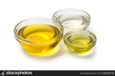 A bowl of oil on white background with clipping path. A bowl of oil on white background