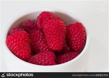 A Bowl of Raspberries, close up