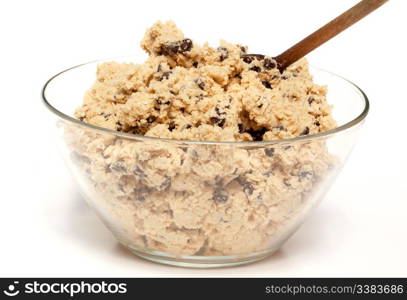 A bowl of raw chocolate chip cookie dough