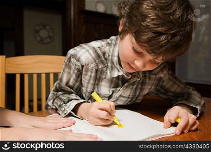 A boy drawing
