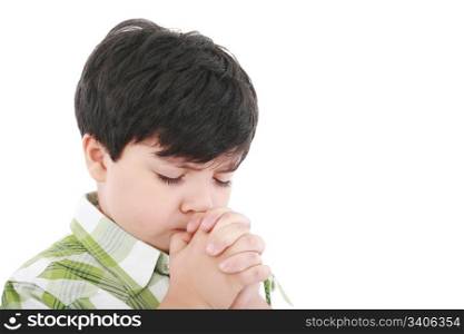 A boys prays earnestly to his creator in heaven