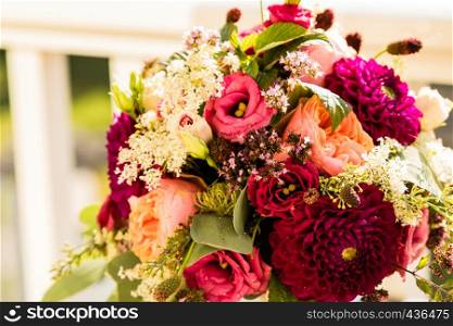 A bridal bouquet the day of the wedding