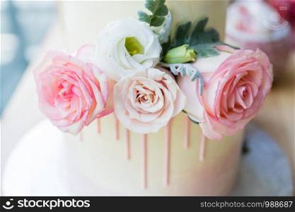 A bridal cake on wedding day