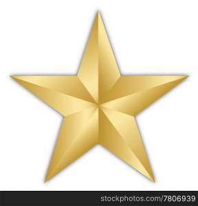 A bright golden star isolated over a white background