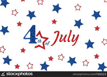 A brilliant blue number four and a red non-whole color. Concept 4th of july US independence day.
