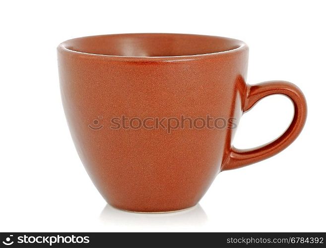 A brown cup on the white background