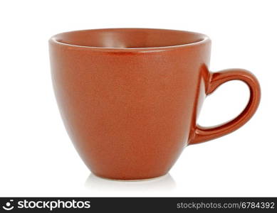 A brown cup on the white background