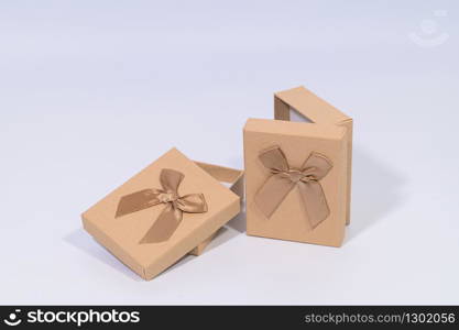 A brown gift box on a white background