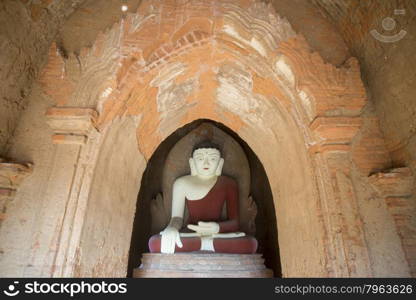 a Buddha figure in a Pagoda in Bagan in Myanmar in Southeastasia.. ASIA MYANMAR BAGAN TEMPLE PAGODA BUDDHA FIGURE