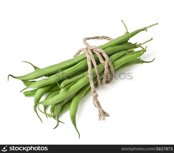 A bunch of fresh green beans isolated on white background