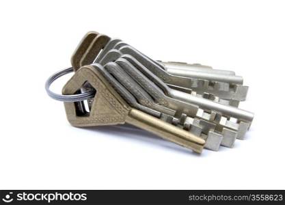 A bunch of keys isolated on white background