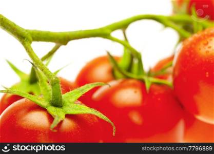 a bunch of tomatoes isolated on white