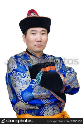 a buryat (mongolian) man in a national costume