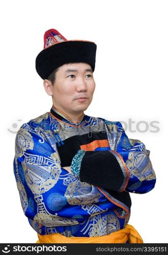 a buryat (mongolian) man in a national costume