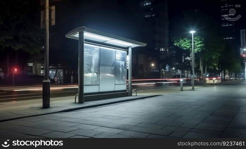 A bus stop mockup. Illustration Generative AI
