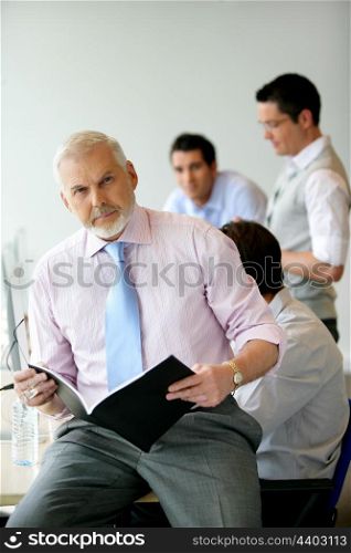 A businessman at a business meeting