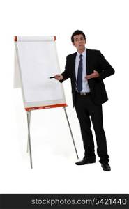 A businessman doing a presentation.