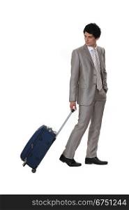 A businessman leaving on a business trip