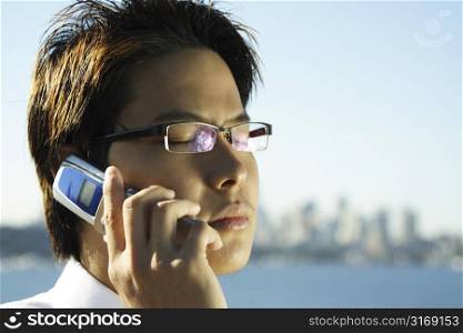 A businessman making a phone call