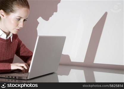 A businesswoman using a laptop