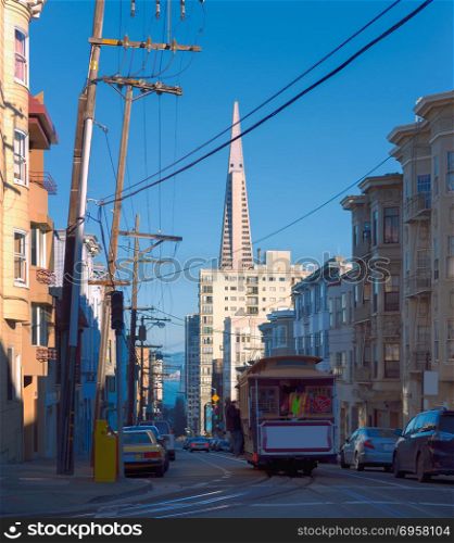 A Cable Car in San Francisco, California, USA