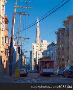A Cable Car in San Francisco, California, USA