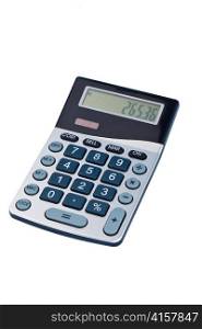 a calculator is located on a white background. symbolic photo for cost, revenue and profit.