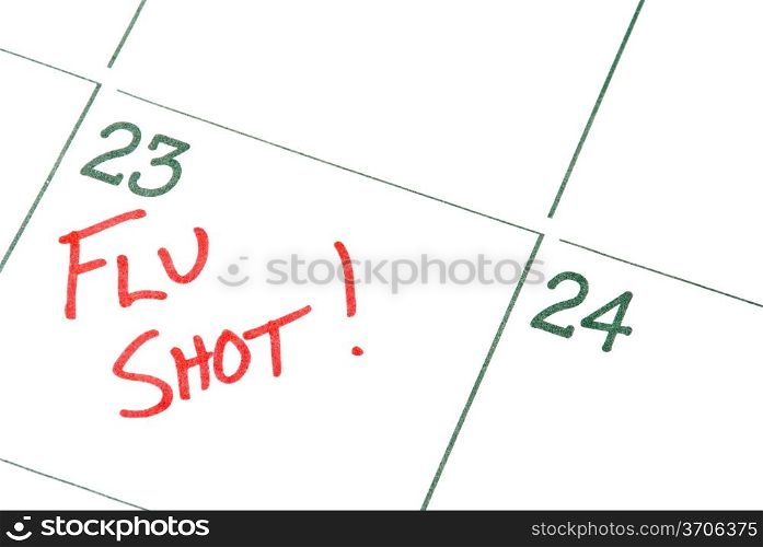 A calendar reminder for a Flu Shot