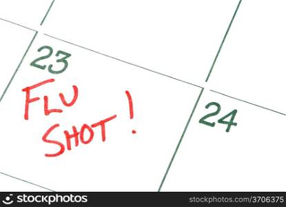 A calendar reminder for a Flu Shot