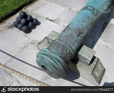 A Cannon at the Castillo de San Marcos Fort in St Augustine, Florida.