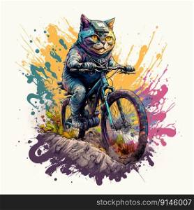 A cartoon cat riding a bicycle generative AI