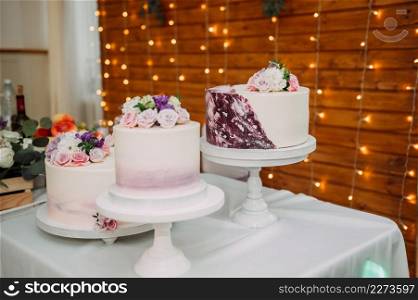 A cascade of cakes for the wedding.. Wedding cakes before handing out to the newlyweds 3893.