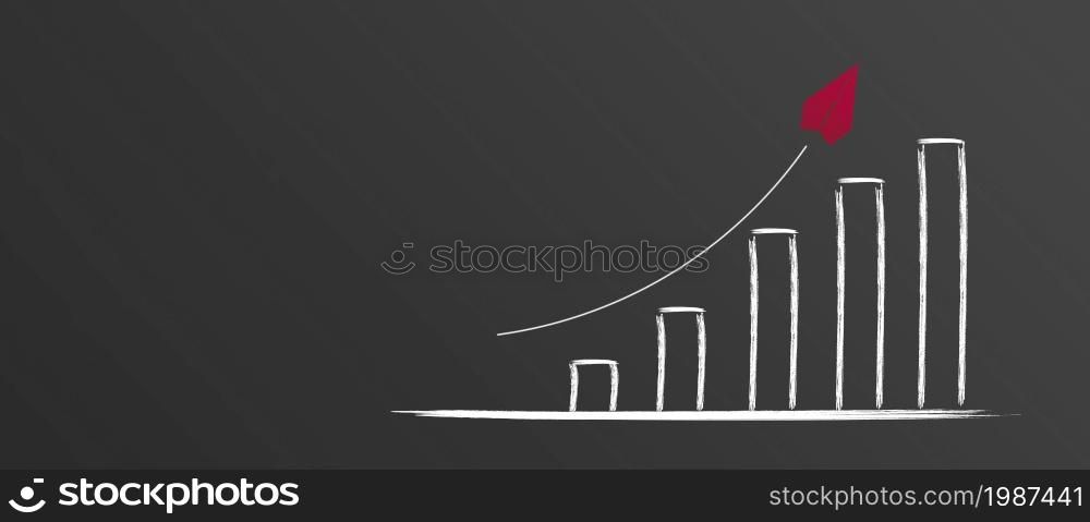 a chart of success on a black background a red plane