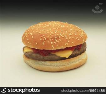 a cheeseburger on a bun