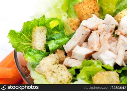 A chicken caesar salad detail