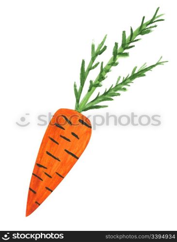 a child drawing of a a carrot, painted, then scanned