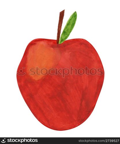 a child drawing of a red apple, painted, then scanned