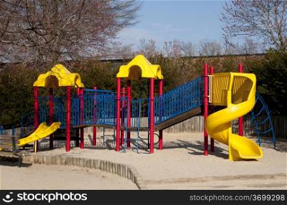 A childrens playground at an outside park