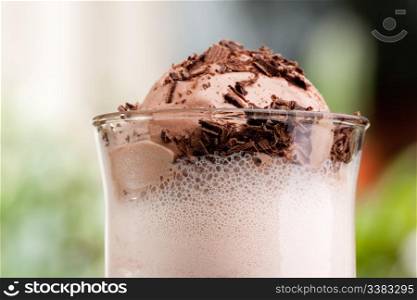 A chocolate milk float in an outdoor natural setting