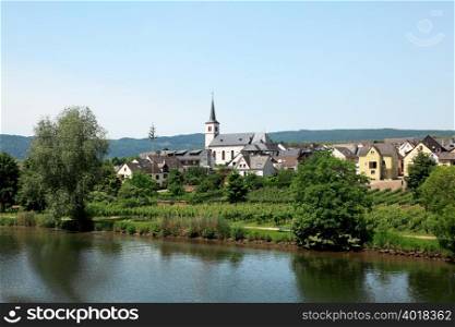 A church and town on the rhine