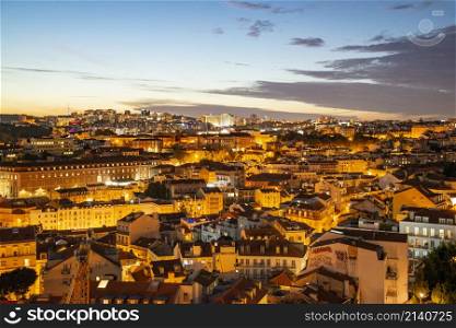 a city view of Baixa in the City of Lisbon in Portugal. Portugal, Lisbon, October, 2021